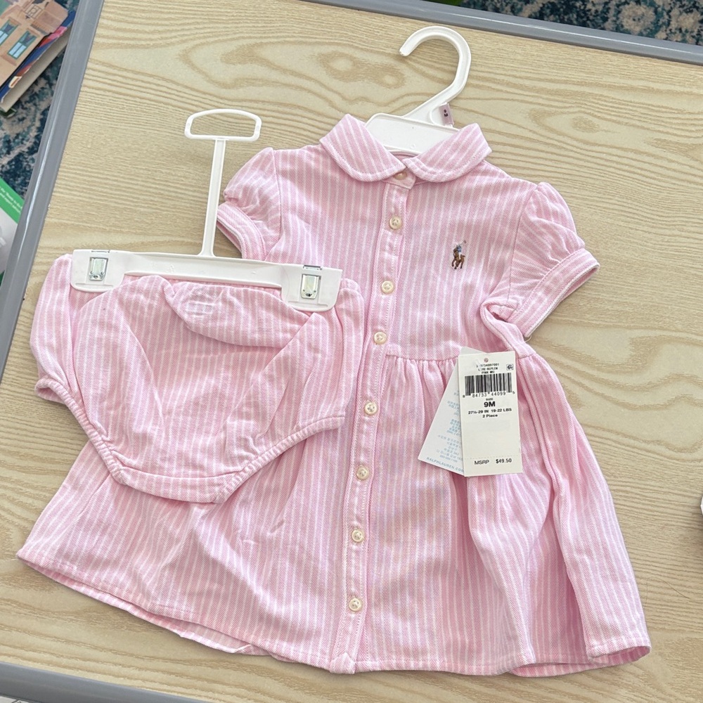 Ralph Lauren Pink Striped Button Down Shirt for Kids